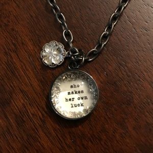 “She makes her own luck” necklace